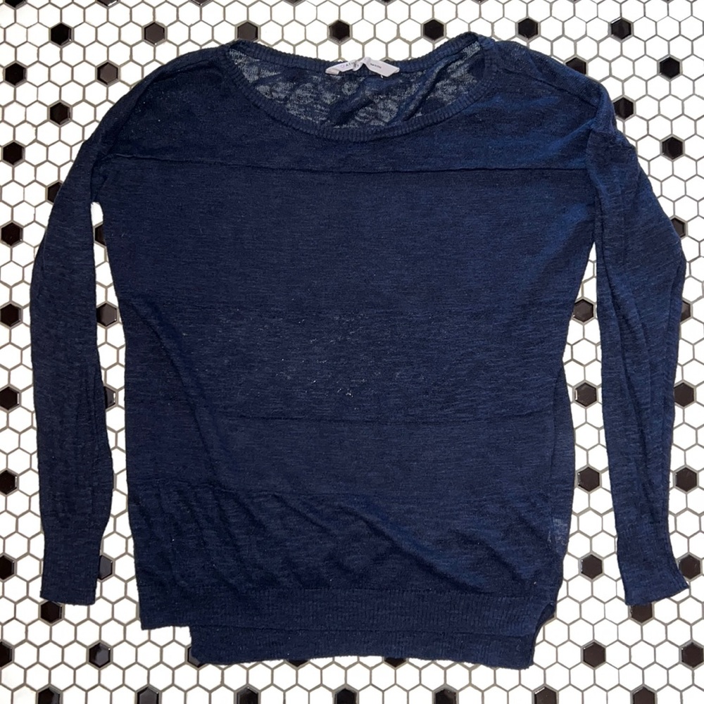 Athleta sweater size small in dark blue. Thin sweater not bulky.